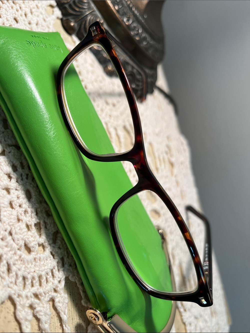Kate Spade Jodie Readers  +1.50 Tortoiseshell Signature Bright Green Case - Picture 10 of 12